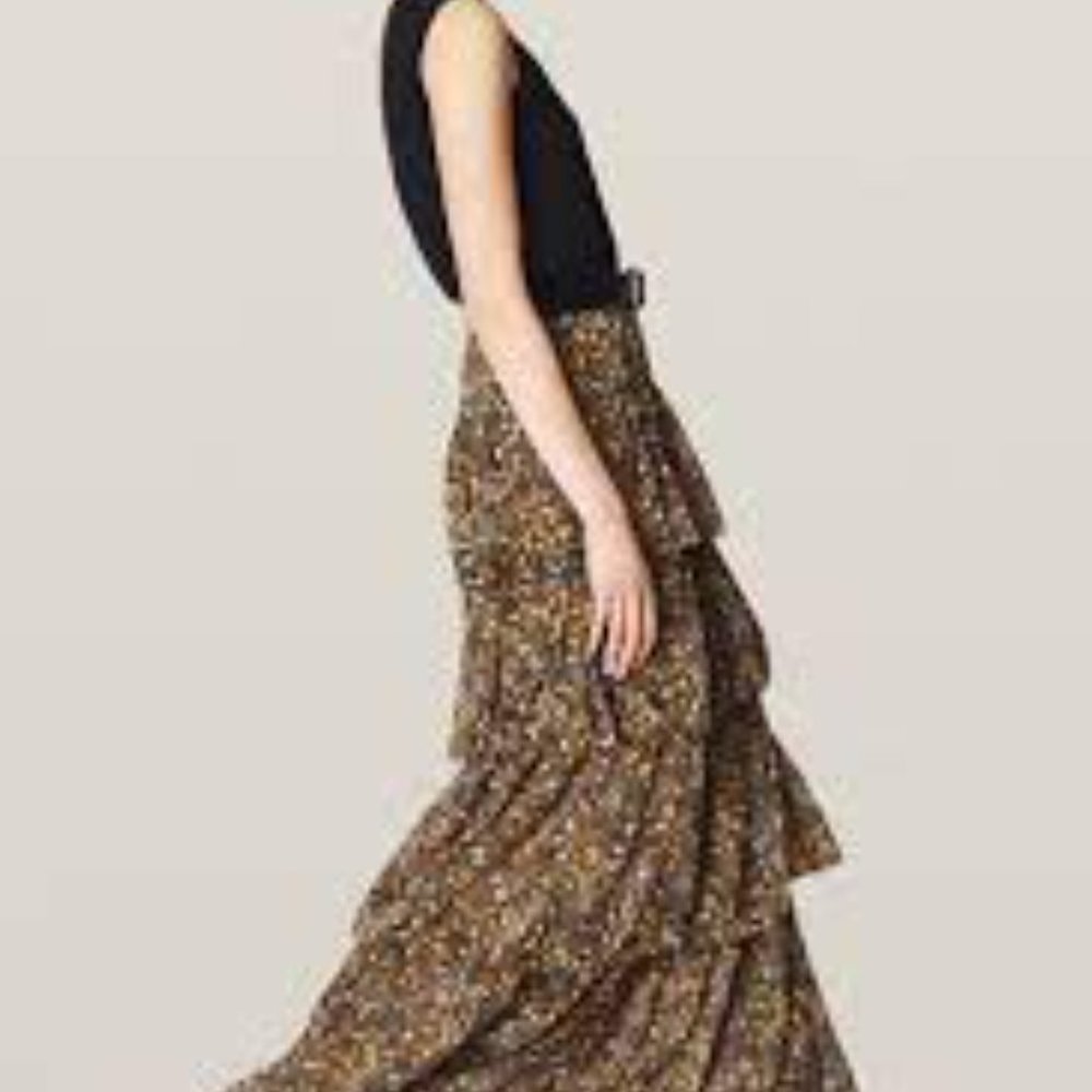 NWT BA&SH Sibil Tiered Printed Carbone Maxi Skirt, Size 1 (Fits like US 4) - Picture 4 of 4